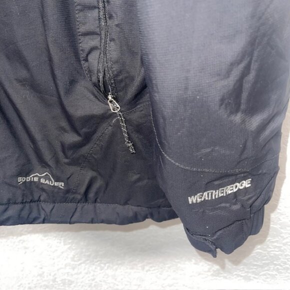 Eddie Bauer Men Jacket Size XL Black Hooded Snap and Zipper Front Weather edge - Picture 5 of 5